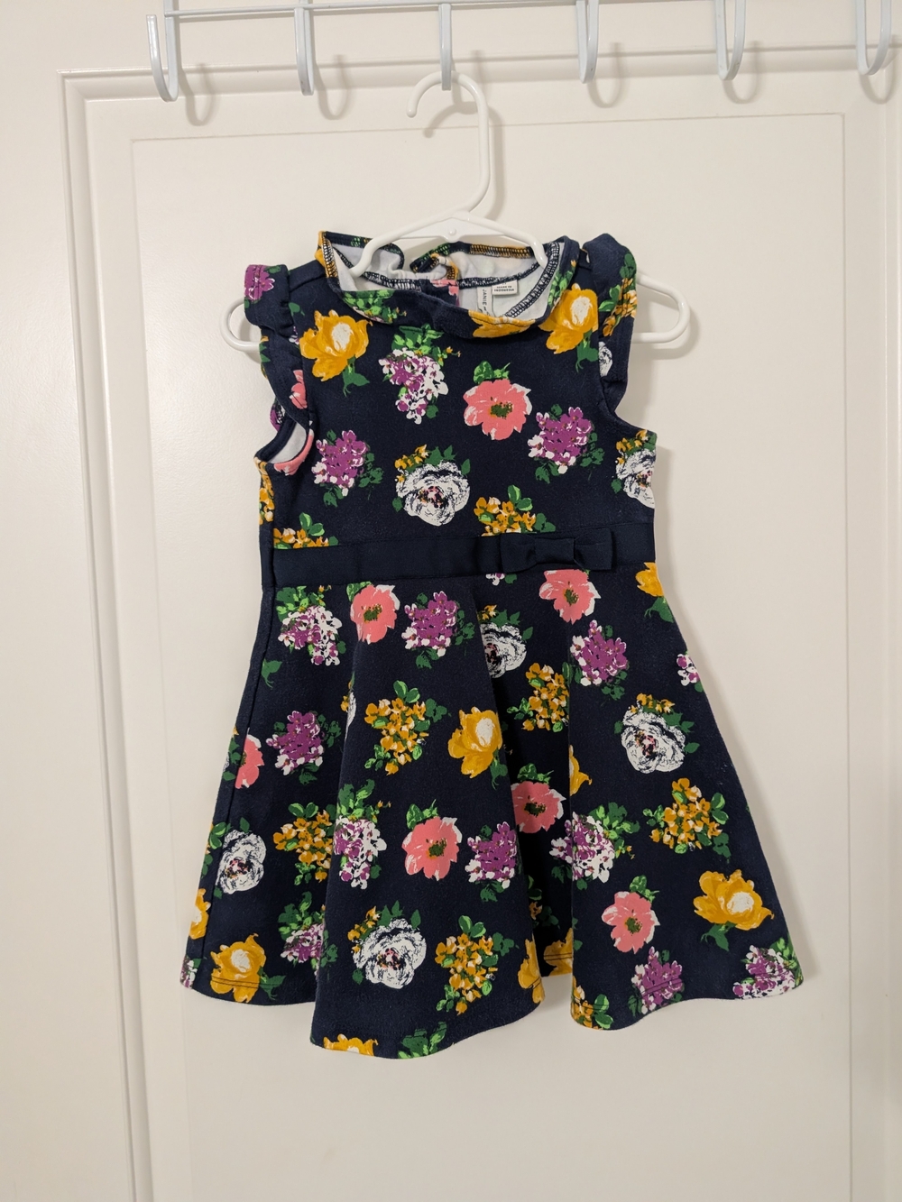 Janie and Jack Girls 2T Navy Floral Fit & Flare Bow Dress
